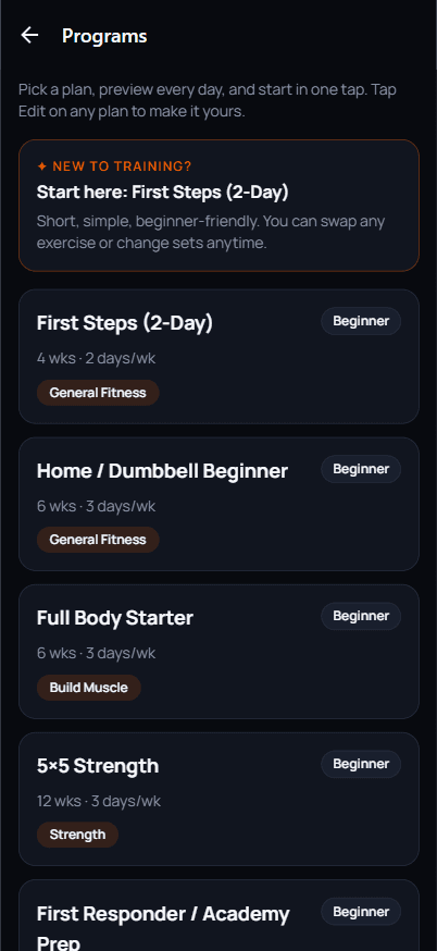 OptimusBody personalized plan reveal with projected goal date